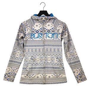 Burton Spell Out DB Peak Hoodie Womens X-Small XS Full Zip Fair Isle Snowboard